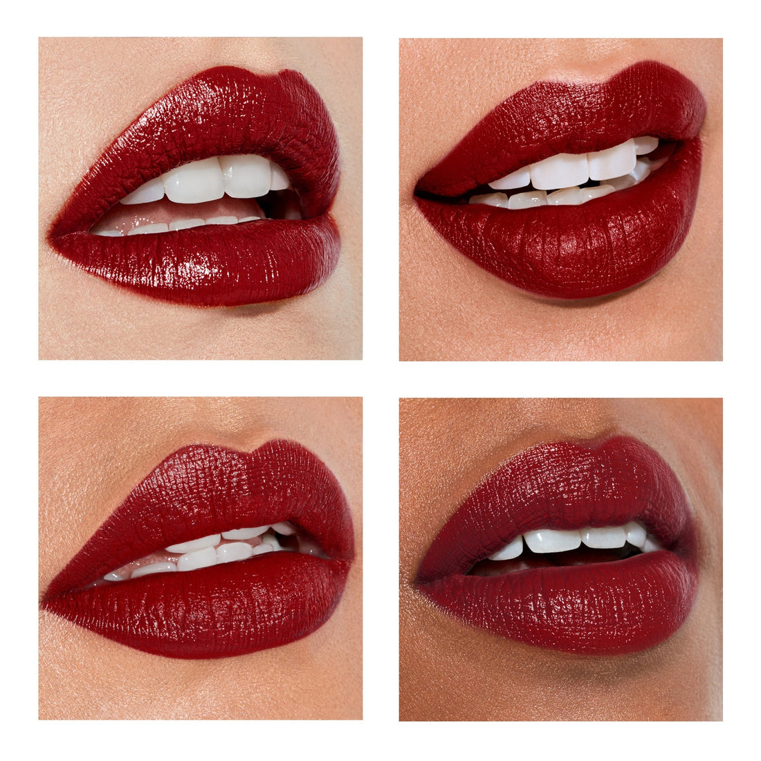 four lips wearing liquid lipstick