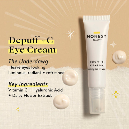 Image of Honest Beauty Depuff C Eye Cream and Key ingredients