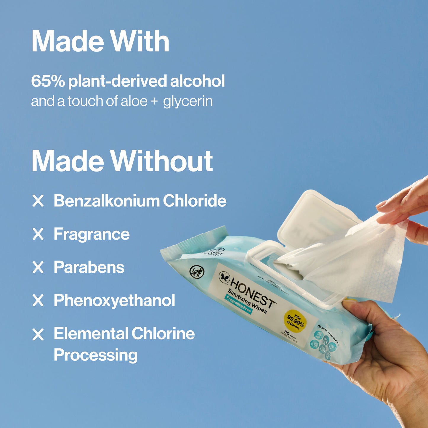 Sanitizing Alcohol Wipes, Free + Clear