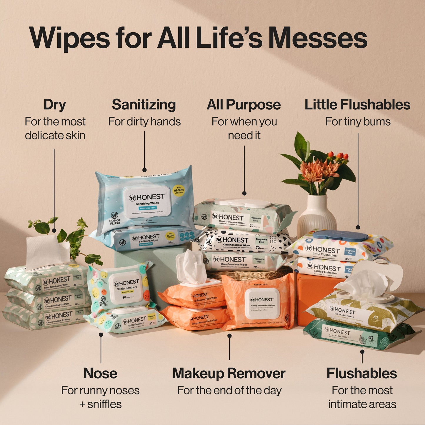 Clean Conscious™ Wipes, Rose Blossom