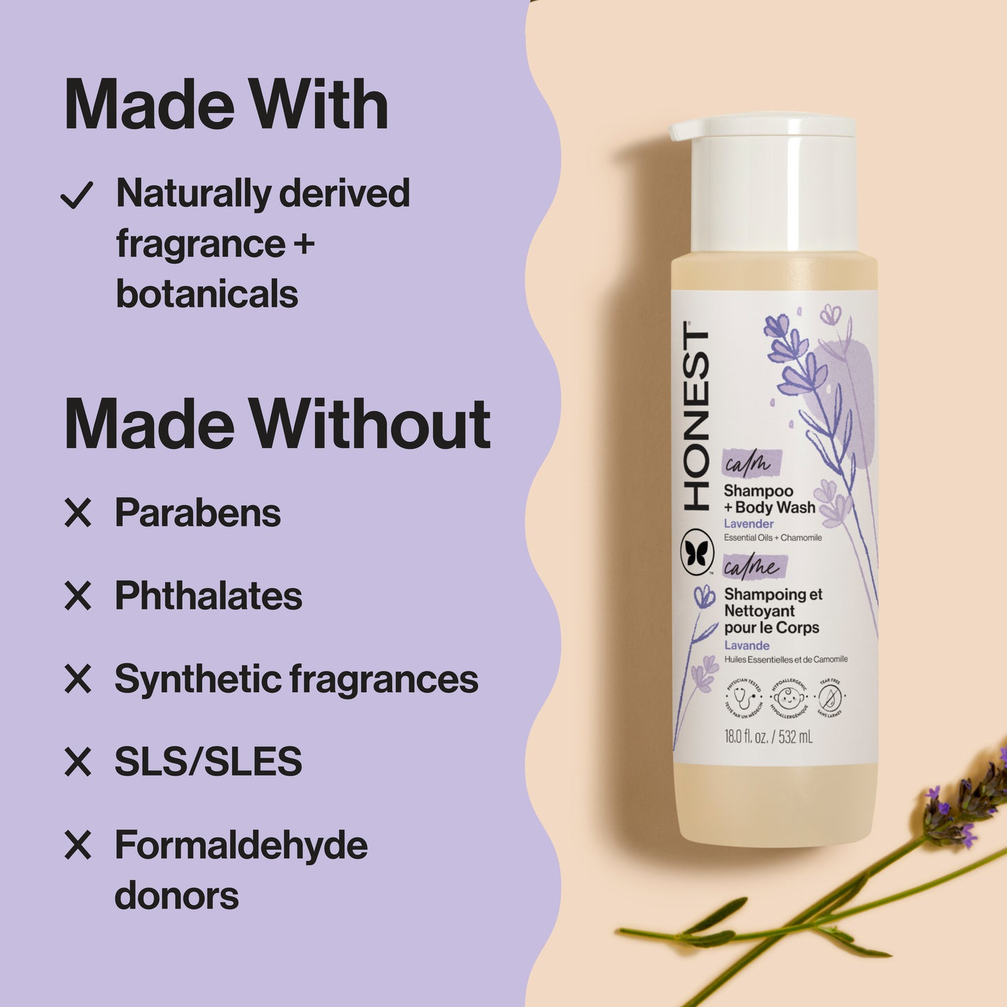 Shampoo + Body Wash, Travel Size, Calm