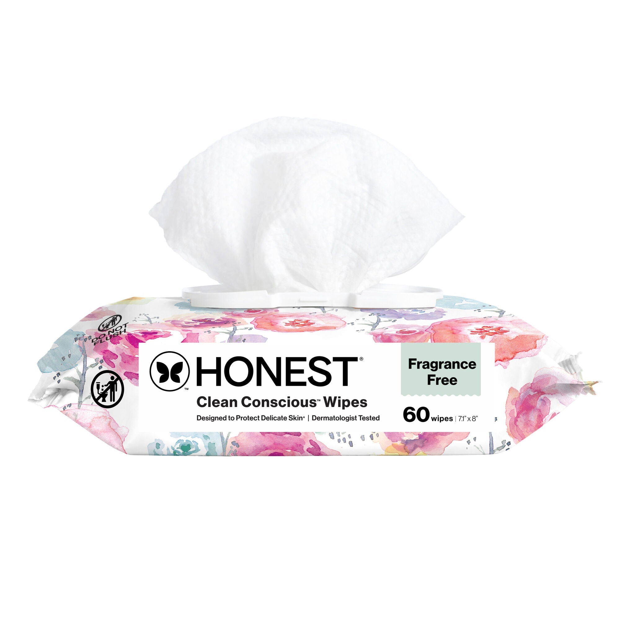 Clean Conscious™ Wipes, Rose Blossom, 60 Count Wipes