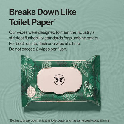 Flushable Wipes, Tropical Leaves