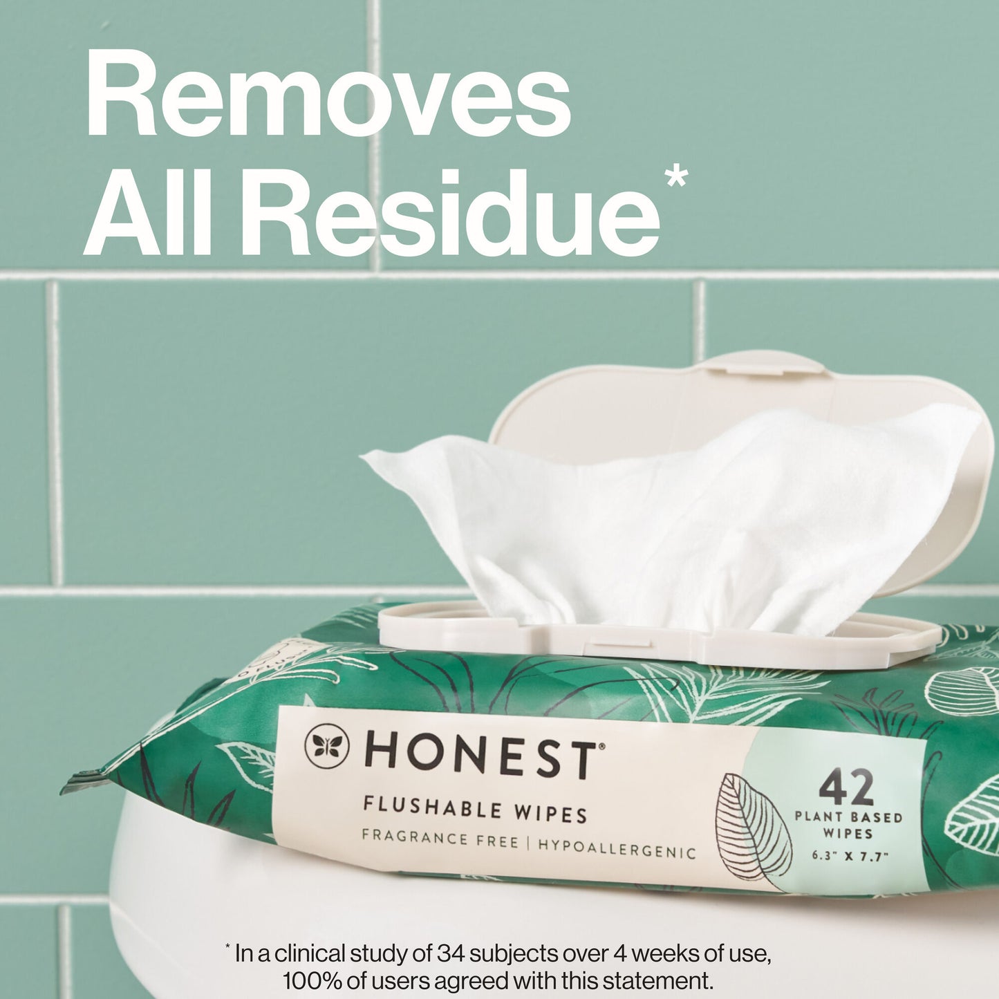 Flushable Wipes, Tropical Leaves