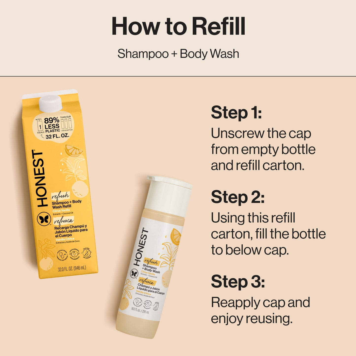 Shampoo Body Wash, Carton Refill, Citrus Vanilla