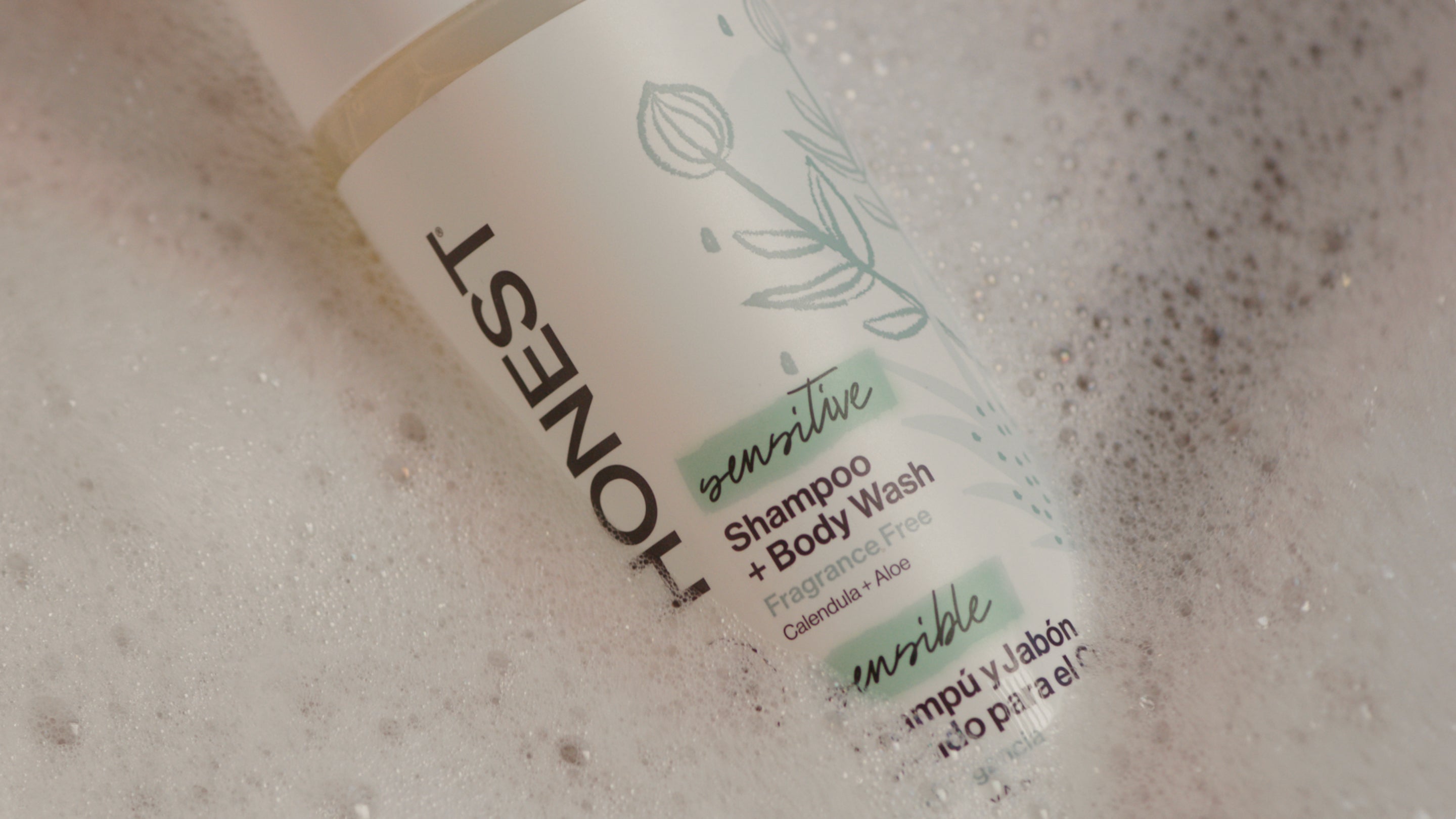 Fragrance Free Shampoo + Body Wash in bath tub