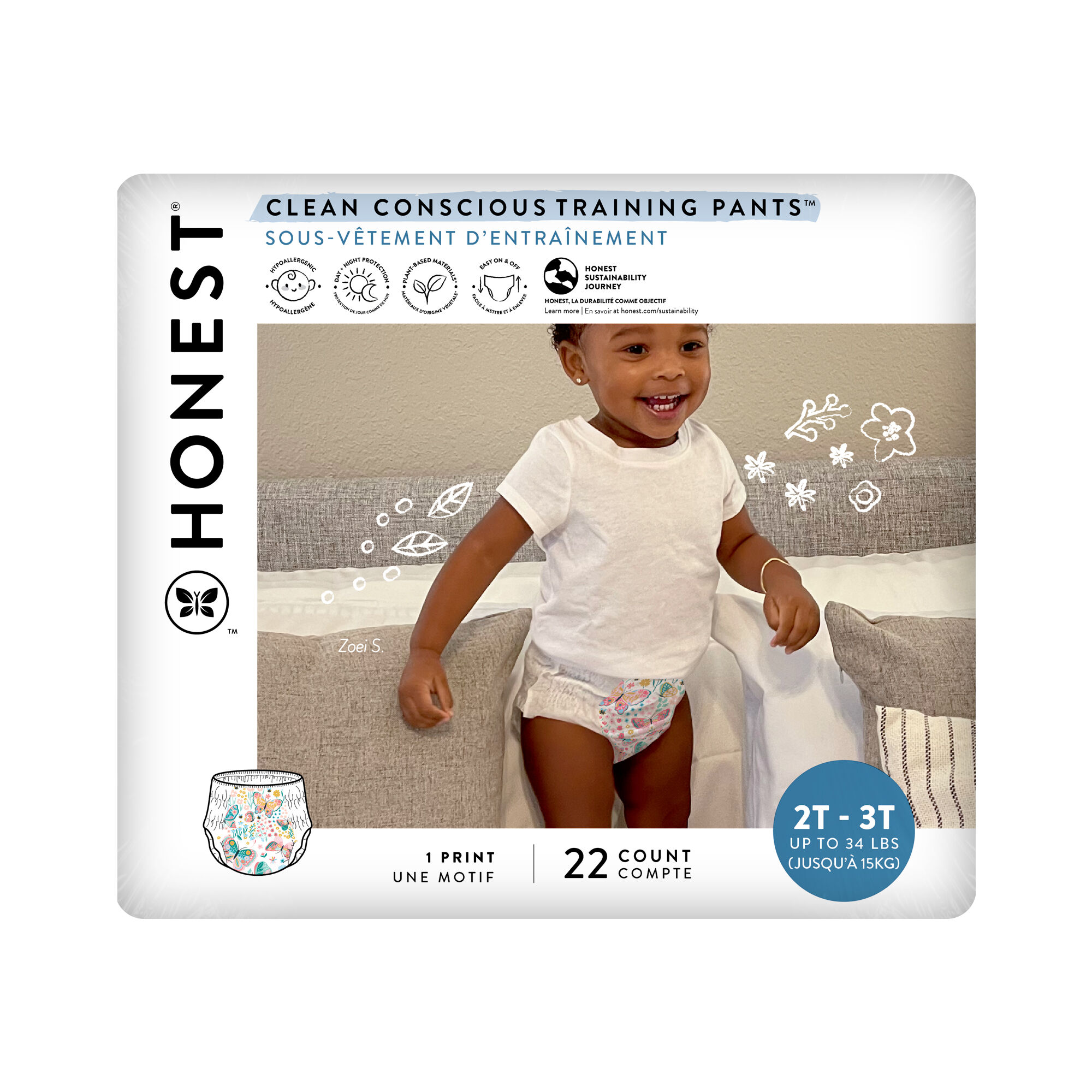  The Honest Company Clean Conscious Training Pants, Plant-Based, Sustainable Diapers, Rompin' & Stompin' + Diggin' It
