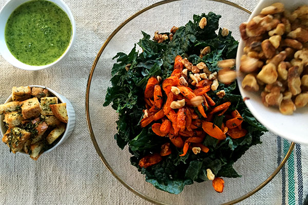 Stuffing-Inspired Kale Salad
