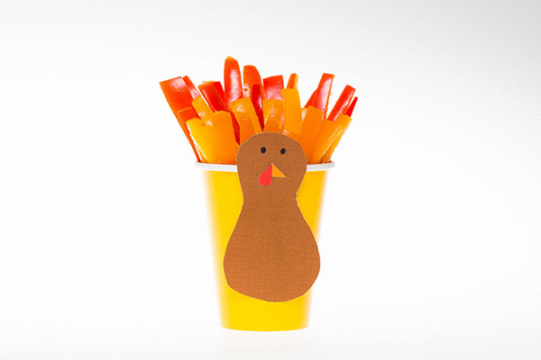 Gobble, Gobble! Snack on a Festive Veggie Hummus Cup