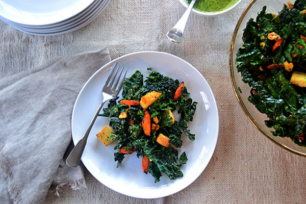 Stuffing-Inspired Kale Salad
