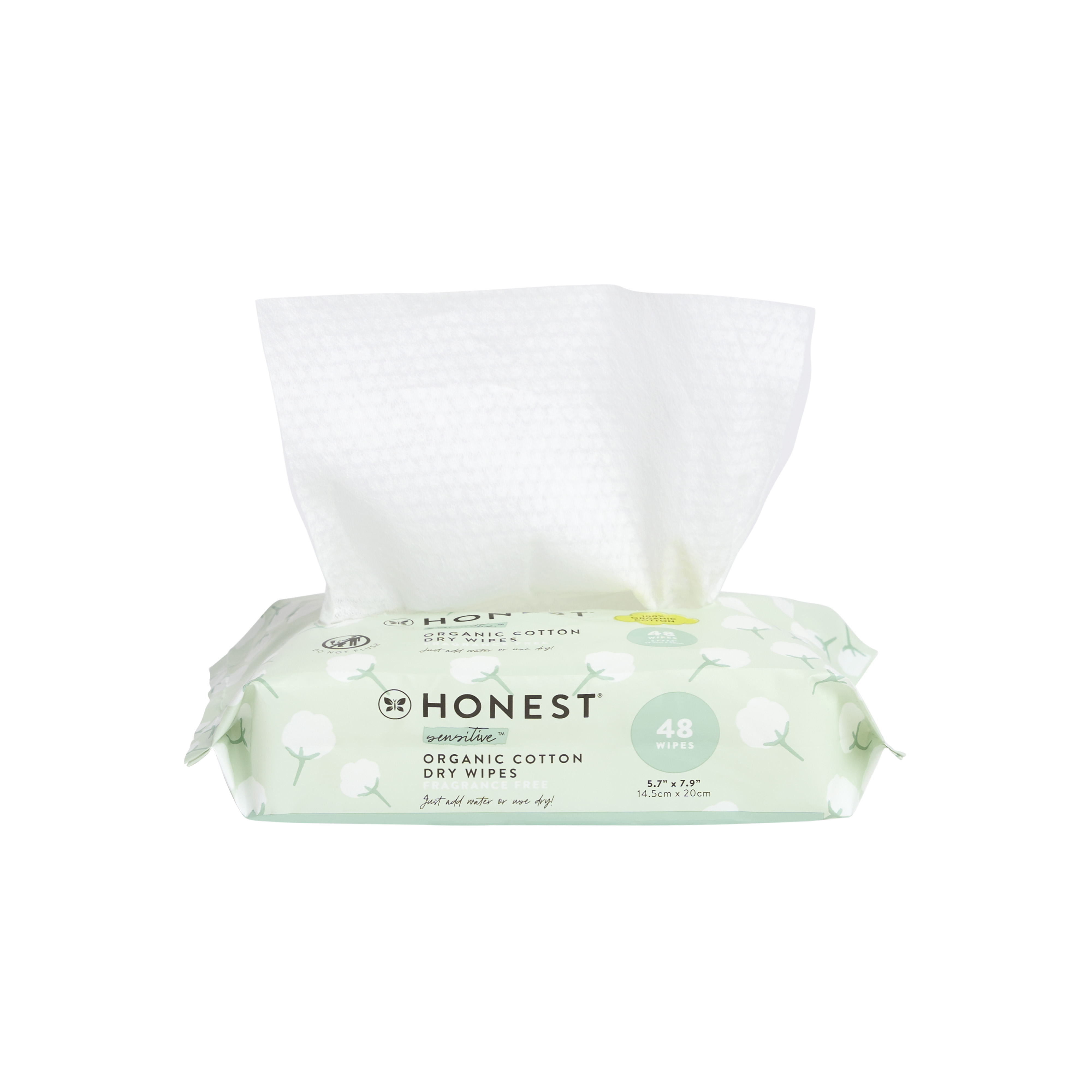 Honest Dry Baby Wipes, 48 Count, Hypoallergenic, Organic Cotton